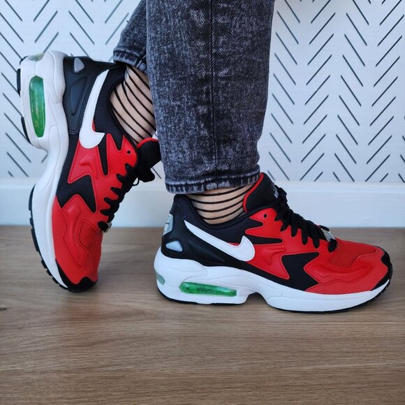 ❤️❤️Rare Nike Air Max 2 Light Womens Shoes 7.5 Sneakers Red Green A01741-003 New - Picture 2 of 12